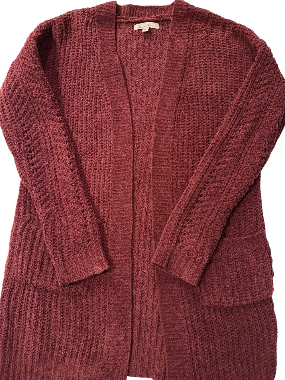 Love Tree Women's Open Front Chunky Knit Maroon Cardigan Size Small NWOT - Picture 5 of 11